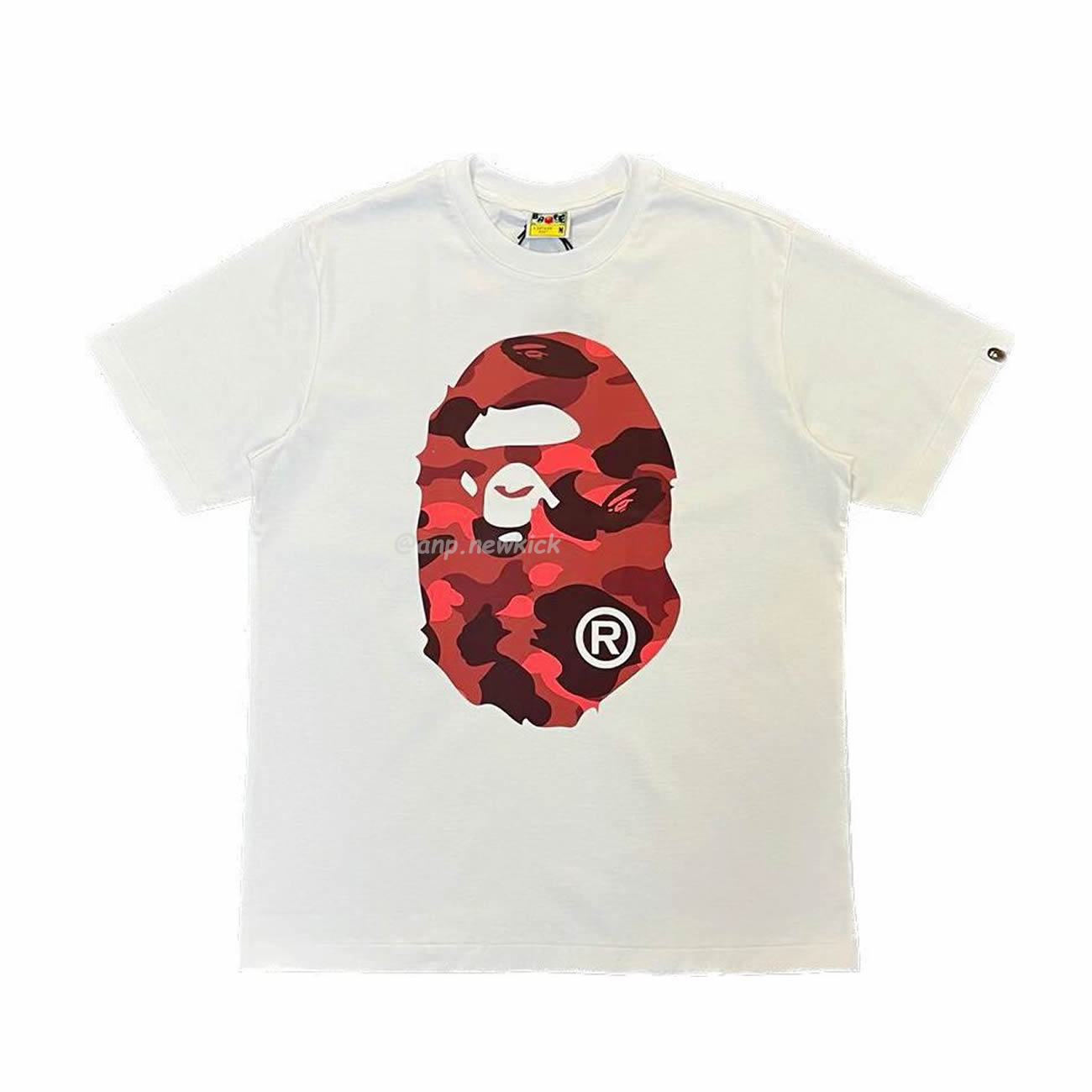 Bape Color Camo Big Ape Head Tee White Black White Green (21) - newkick.cc